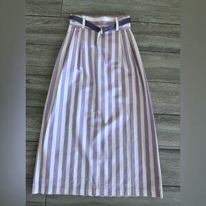 Vintage Elegant Purple and White Striped Pencil Skirt